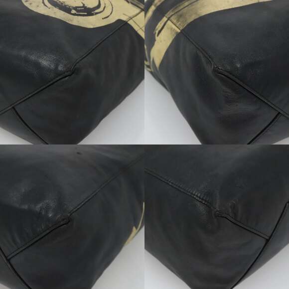 CELINE Mustang Print Vertical Cabas Tote Bag Leather Black Gold - Picture 10 of 12